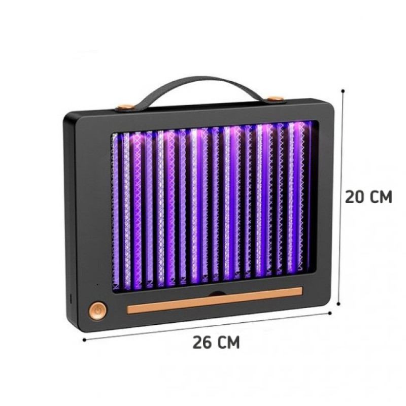 Лампа-пастка настінна для знищення комах з ручкою та акумулятором 2000мАг 3Вт 26*4*20 см Black (NT9875)