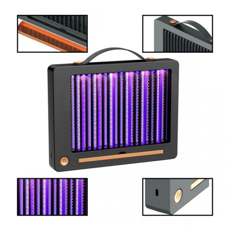 Лампа-пастка настінна для знищення комах з ручкою та акумулятором 2000мАг 3Вт 26*4*20 см Black (NT9875)