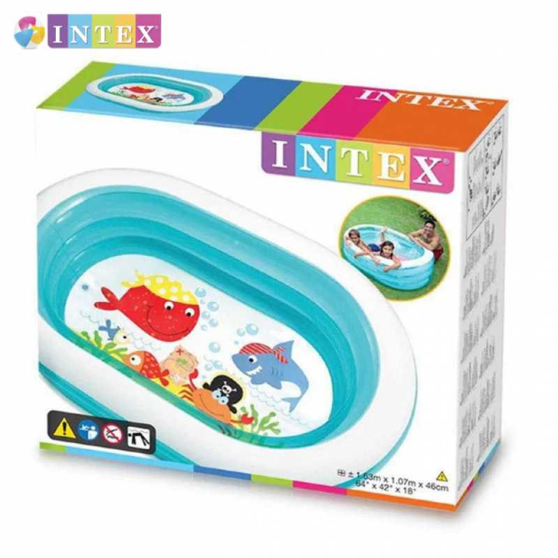 Надувний басейн дитячий від 3 років Intex 57482 Китеня 163х107х46см 238л 4 камери Блакитний