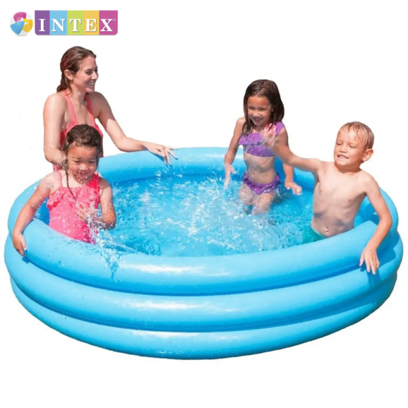 Надувний басейн дитячий від 3 років Intex 58446 Кристал 168х38см 581л 3 камери Блакитний