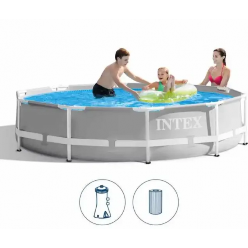 Каркасний басейн сімейний Intex 26702 305х76см 4485л з фільтром-насосом 1250л/ч Сірий