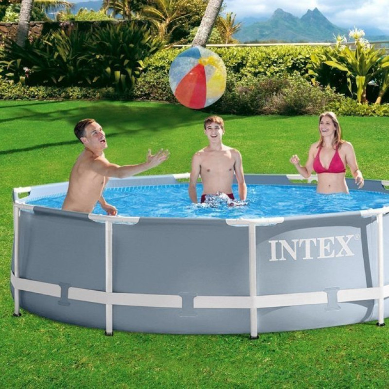Каркасний басейн сімейний Intex 26702 305х76см 4485л з фільтром-насосом 1250л/ч Сірий