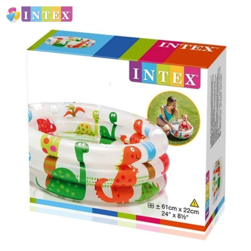 Надувний басейн дитячий від 1 року Intex 57106 Динозаврики 61х22см 33л 3 камери Різнокольоровий