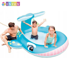 Надувний басейн дитячий від 2 років Intex 57440 Кіт 201х196х91см 200л з фонтаном Блакитний