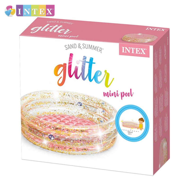 Надувний басейн дитячий глітерний від 1 року Intex 57103 Блиск 79х25см 56л 3 кільця з надувним дном Різнокольоровий