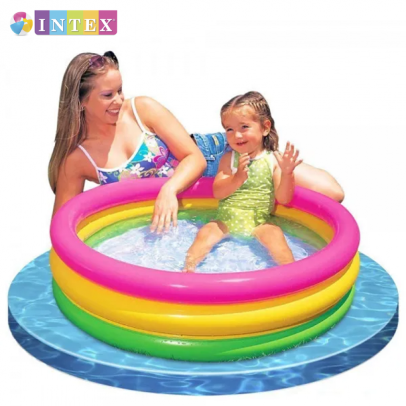 Надувний басейн дитячий від 1 року Intex 57107 Веселка 61х22см 33л 3 камери Різнокольоровий