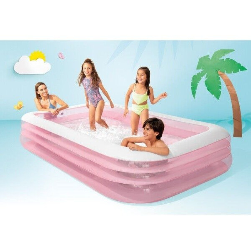 Надувний басейн дитячий від 6 років Intex 58487 305х183х56см 1050л 3 камери Рожевий