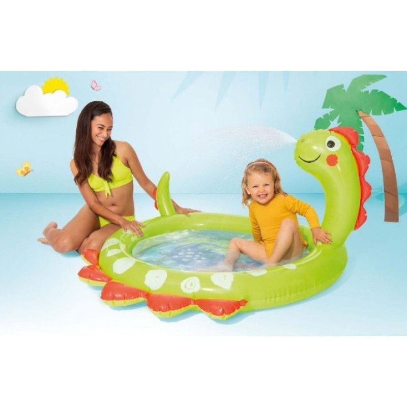 Надувний басейн дитячий від 2 років Intex 58437 Діно 119х109х66см 68л з фонтаном Зелений