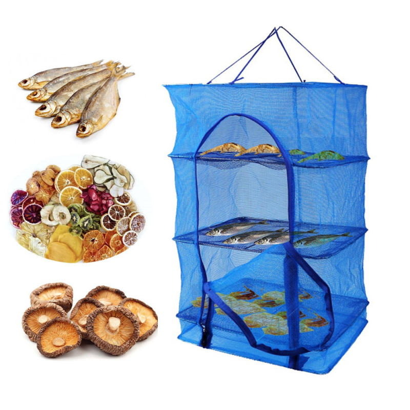 Триярусна сітка для сушіння риби, грибів, сухофруктів, Підвісна сітка сушарка UKC Universal 45x45x60 см (UC1245)