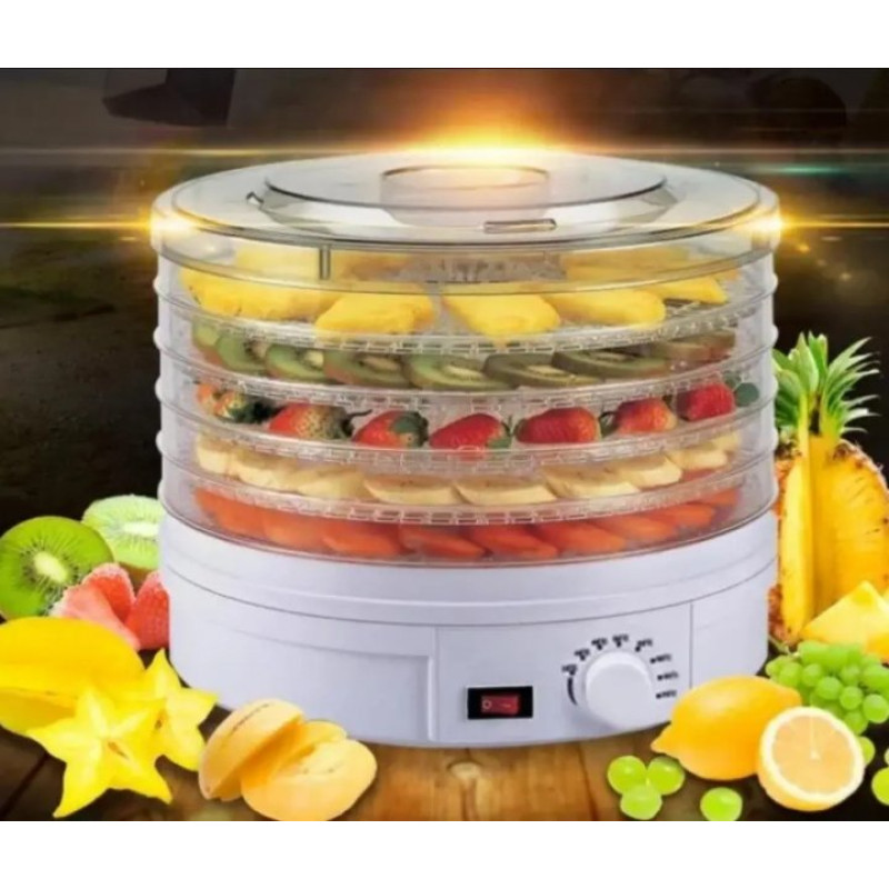 Сушильний апарат для фруктів та овочів, ягід та грибів електричний сушильний апарат 5 секцій, діаметр 28см Zepline ZP-029 350Вт Білий