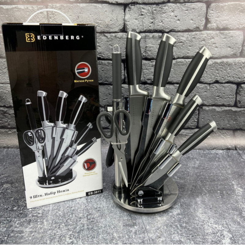 Набір кухонних ножів на підставці EDENBERG EB-3619 (9 предметів) Набір кухонних ножів на підставці EDENBERG EB-3619 (9 предметів)