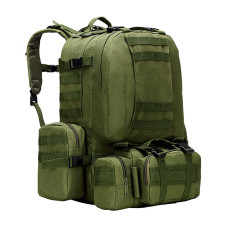 Рюкзак тактичний армійський Light Tactic 75л. багатофункціональний та 3 підсумки з водонепроникної тканини Оксфорд кріплення Molle B08 Зелений