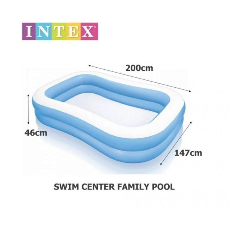 Надувний басейн Intex 57180 Сімейний від 3 років 203х152х48см 540л 2 камери Синій