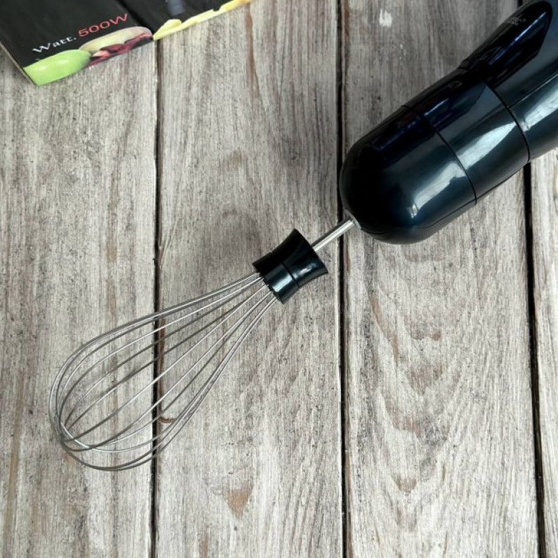 Блендер занурювальний 3в1 з чашею подрібнювачем та вінчиком Domotec MS-5103 500Вт нержавіюча сталь Black Блендер занурювальний 3в1 з чашею подрібнювачем та вінчиком Domotec MS-5103 500Вт нержавіюча сталь Black