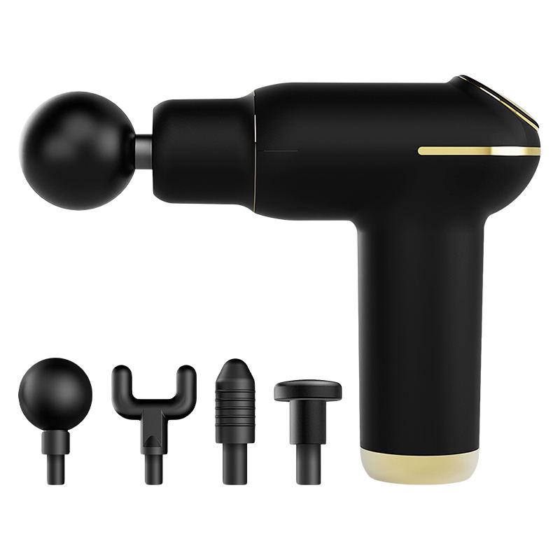 Ручний масажер пістолет акумуляторний вібраційний з 4 насадками 1800мАч FASCIAL GUN KH-580 Black