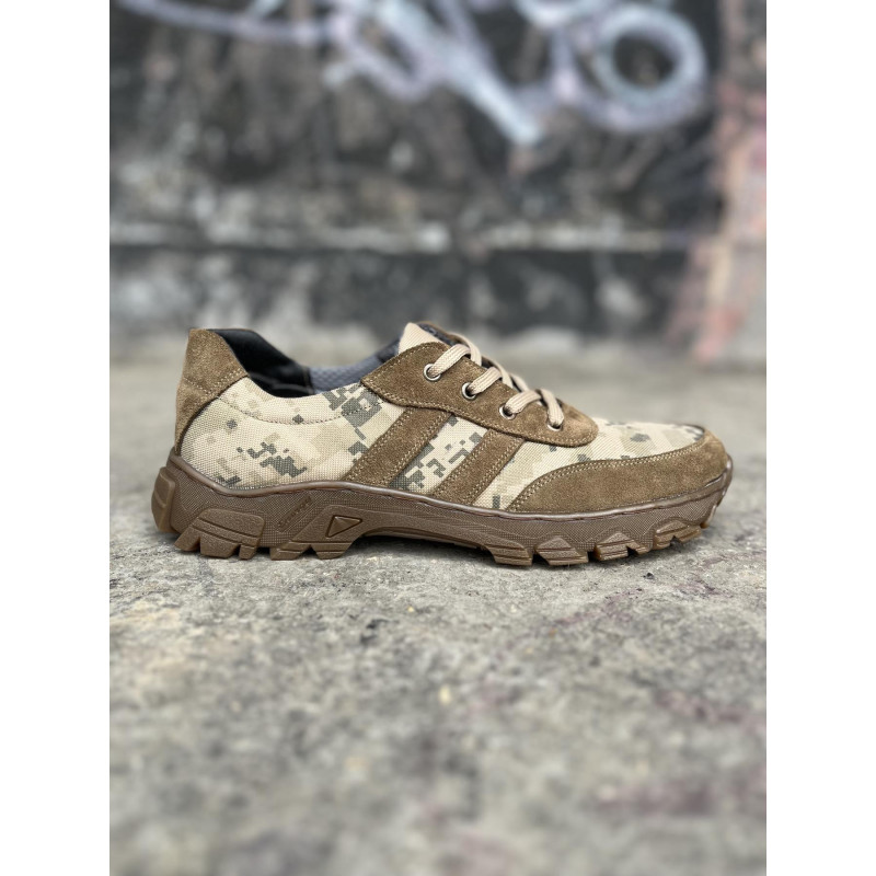 Кросівки тактичні чоловічі Light Tactic 44 розмір 29 см негладка шкіра і Кордура 1000D демісезонні з посиленими устілками Коричневий/Піксель