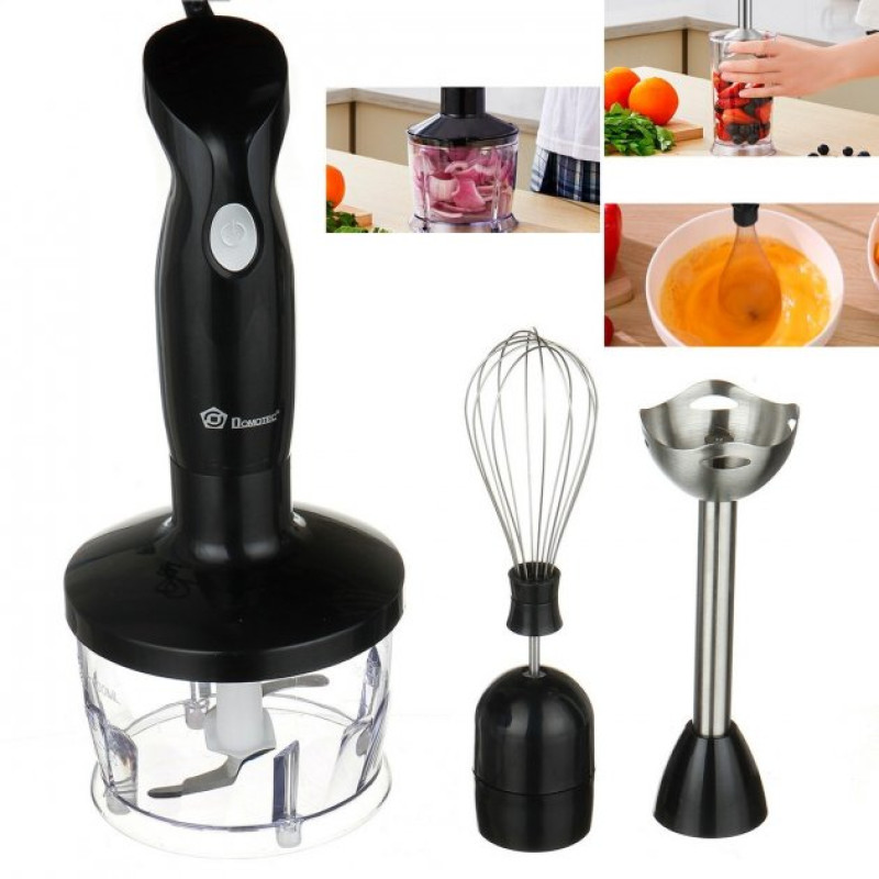 Блендер занурювальний 3в1 з чашею подрібнювачем та вінчиком Domotec MS-5103 500Вт нержавіюча сталь Black Блендер занурювальний 3в1 з чашею подрібнювачем та вінчиком Domotec MS-5103 500Вт нержавіюча сталь Black