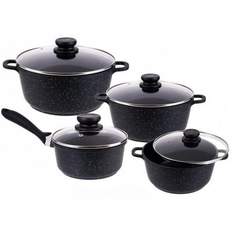 Набір кухонного посуду з мармуровим покриттям Edenberg EB-9180 8 предметів Сірий