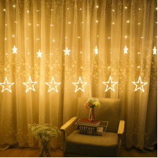 Світлодіодна гірлянда-штора на вікна 2.5 м Lesko YLX-025 Stars новорічне освітлення Тепле світло