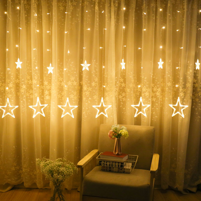 Світлодіодна гірлянда-штора на вікна 2.5 м Lesko YLX-025 Stars новорічне освітлення Тепле світло