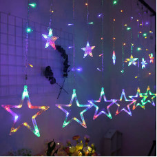 Світлодіодна гірлянда-штора на вікна 2.5 м Lesko YLX-025 Stars новорічне освітлення Різнокольоровий