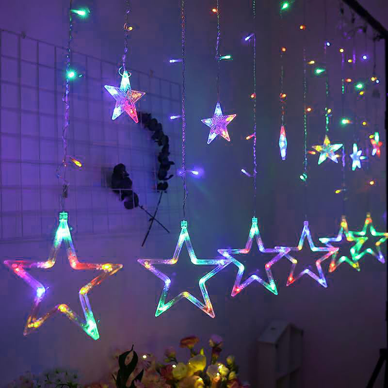 Світлодіодна гірлянда-штора на вікна 2.5 м Lesko YLX-025 Stars новорічне освітлення Різнокольоровий