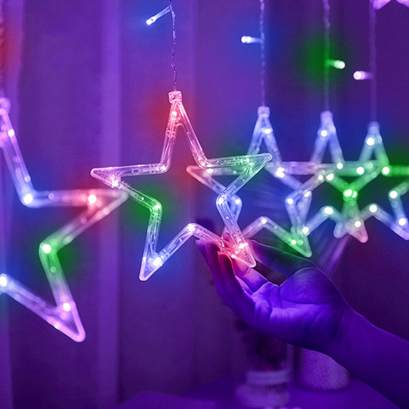 Світлодіодна гірлянда-штора на вікна 2.5 м Lesko YLX-025 Stars новорічне освітлення Різнокольоровий Світлодіодна гірлянда-штора на вікна 2.5 м Lesko YLX-025 Stars новорічне освітлення Різнокольоровий