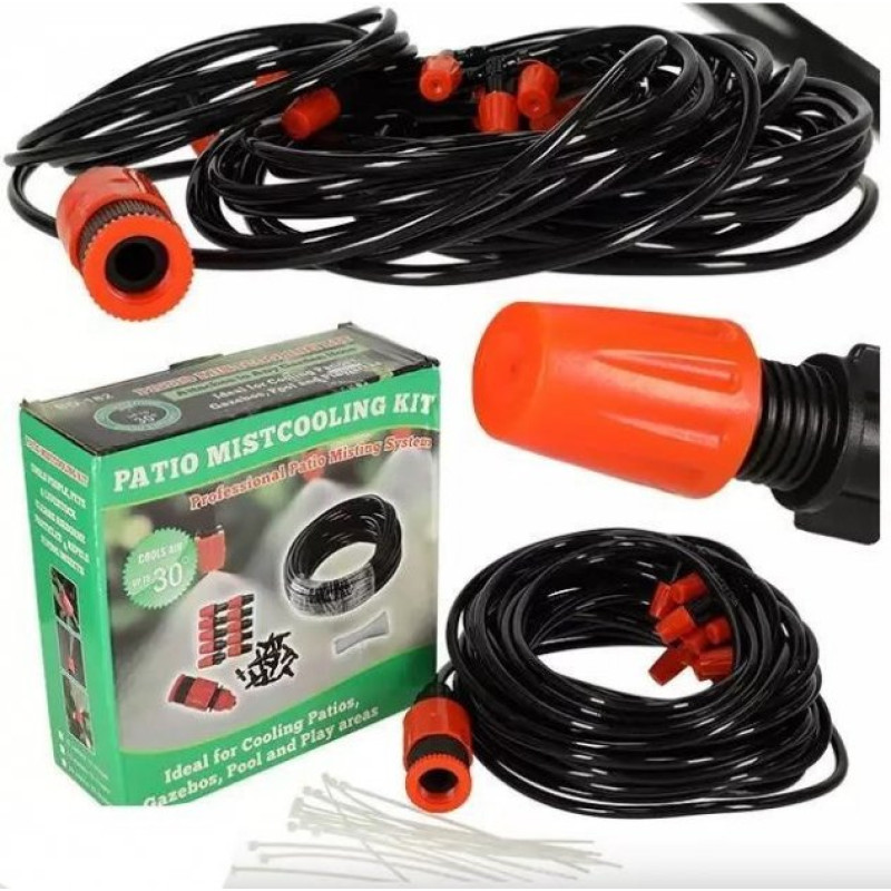 Система туманоутворення зрошувач для саду та тераси для охолодження Водяна завіса 15м Black/Red