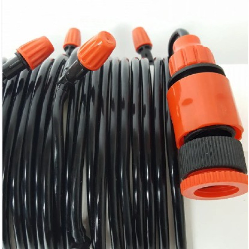 Система туманоутворення зрошувач для саду та тераси для охолодження Водяна завіса 15м Black/Red Система туманоутворення зрошувач для саду та тераси для охолодження Водяна завіса 15м Black/Red