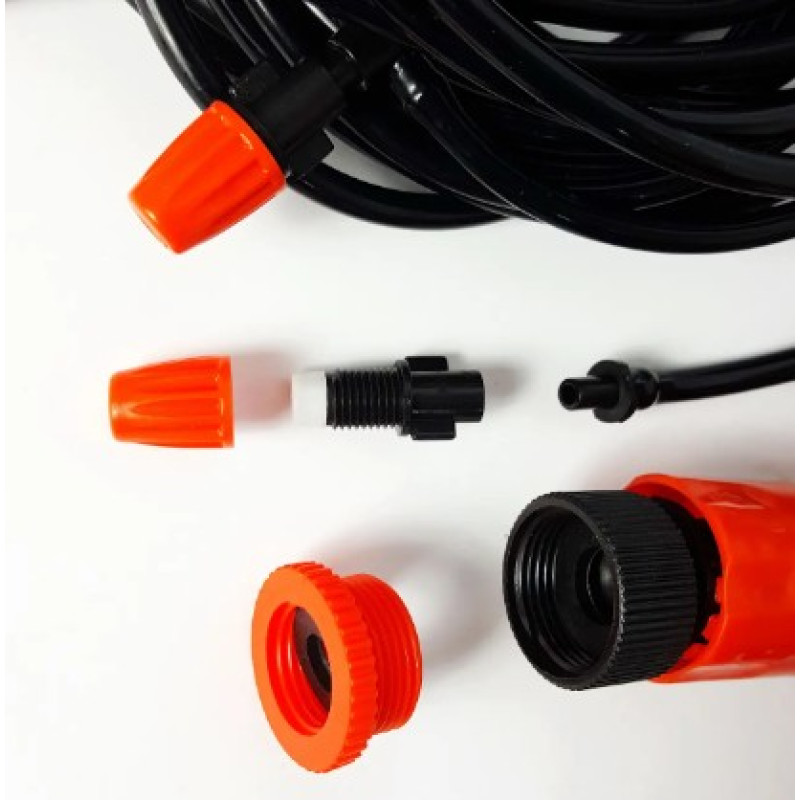 Система туманоутворення зрошувач для саду та тераси для охолодження Водяна завіса 15м Black/Red Система туманоутворення зрошувач для саду та тераси для охолодження Водяна завіса 15м Black/Red