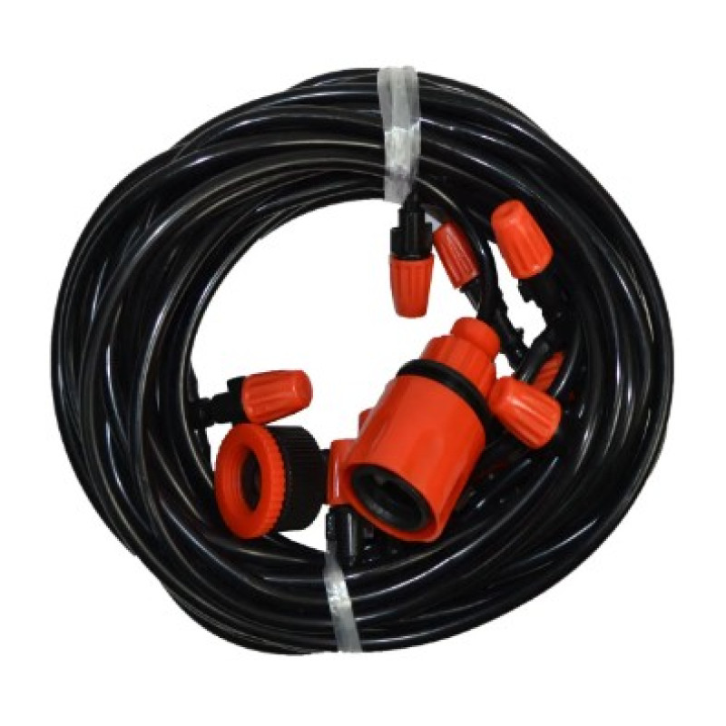 Система туманоутворення зрошувач для саду та тераси для охолодження Водяна завіса 15м Black/Red Система туманоутворення зрошувач для саду та тераси для охолодження Водяна завіса 15м Black/Red