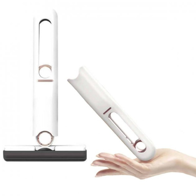 Швабра Mini Mop пластикова з віджиманням і бавовняною PU насадкою 29х15 см White Швабра Mini Mop пластикова з віджиманням і бавовняною PU насадкою 29х15 см White