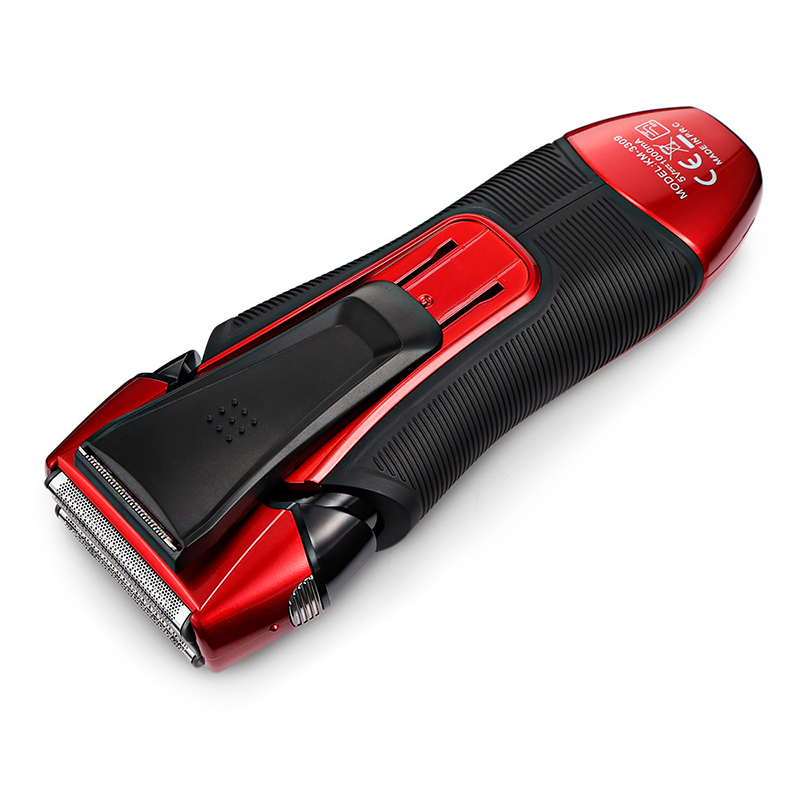 Електробритва чоловіча професійна бездротова з 3 голівками для гоління Kemei KM-3309 Чорно-червоний