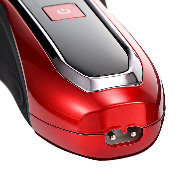 Електробритва чоловіча професійна бездротова з 3 голівками для гоління Kemei KM-3309 Чорно-червоний