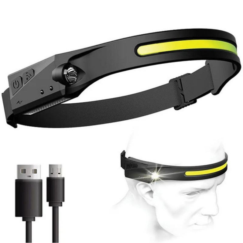 Світлодіодний ліхтар налобний сенсорний з акумулятором 1200 mAh Li-ion BL-W689/G28-LM+COB Black