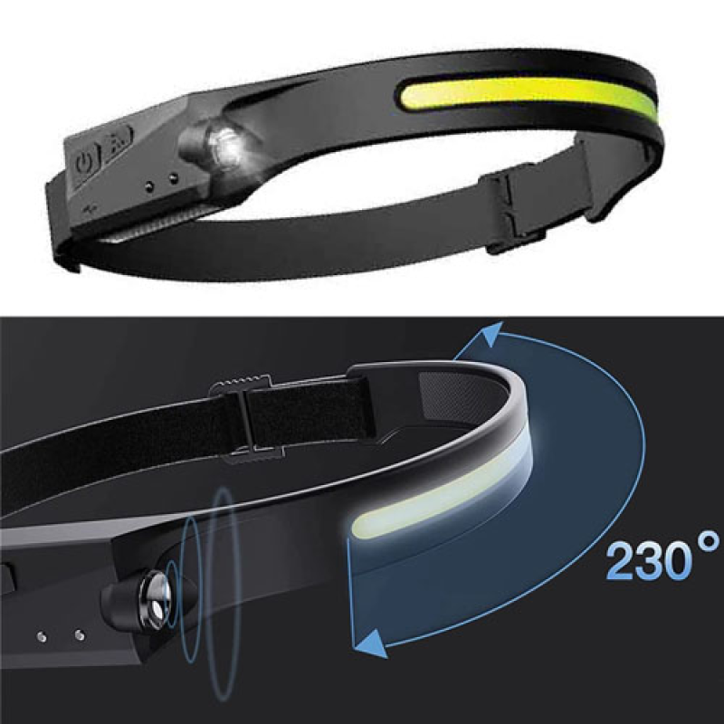 Світлодіодний ліхтар налобний сенсорний з акумулятором 1200 mAh Li-ion BL-W689/G28-LM+COB Black