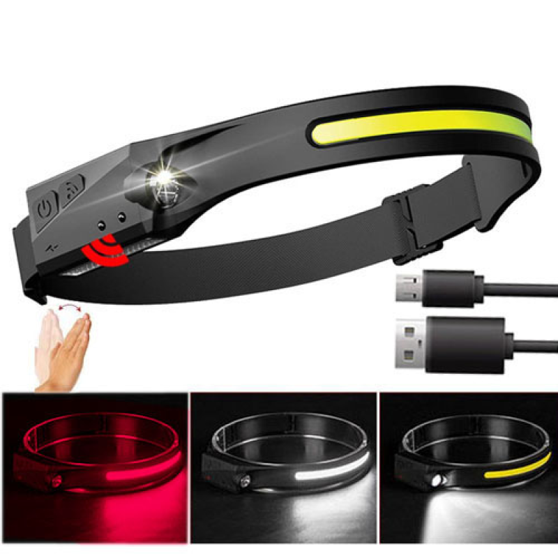 Світлодіодний ліхтар налобний сенсорний з акумулятором 1200 mAh Li-ion BL-W689/G28-LM+COB Black