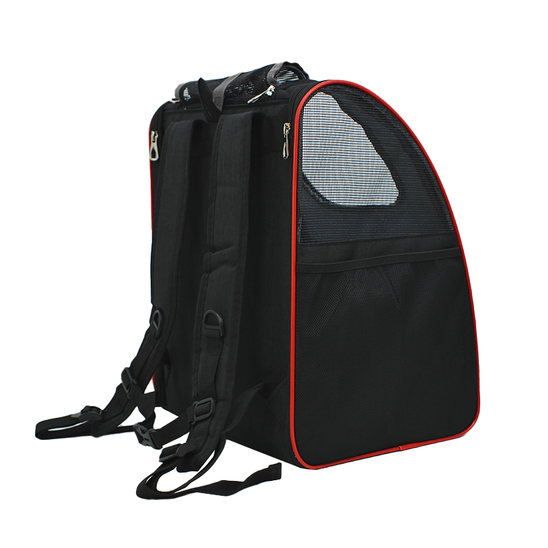 Рюкзак-переноска Lesko SY210808 для котів та собак 42*34*28 см Чорний/Червоний