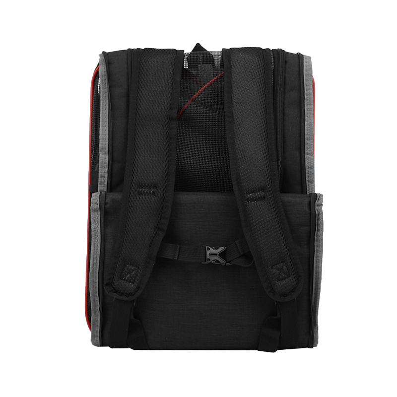 Рюкзак-переноска Lesko SY210808 для котів та собак 42*34*28 см Чорний/Червоний