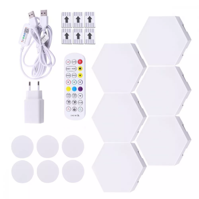 Модульний настінний LED світильник з 6 шт. Bluetooth APP, Music Rhythm з пультом ДУ RGB Smart White
