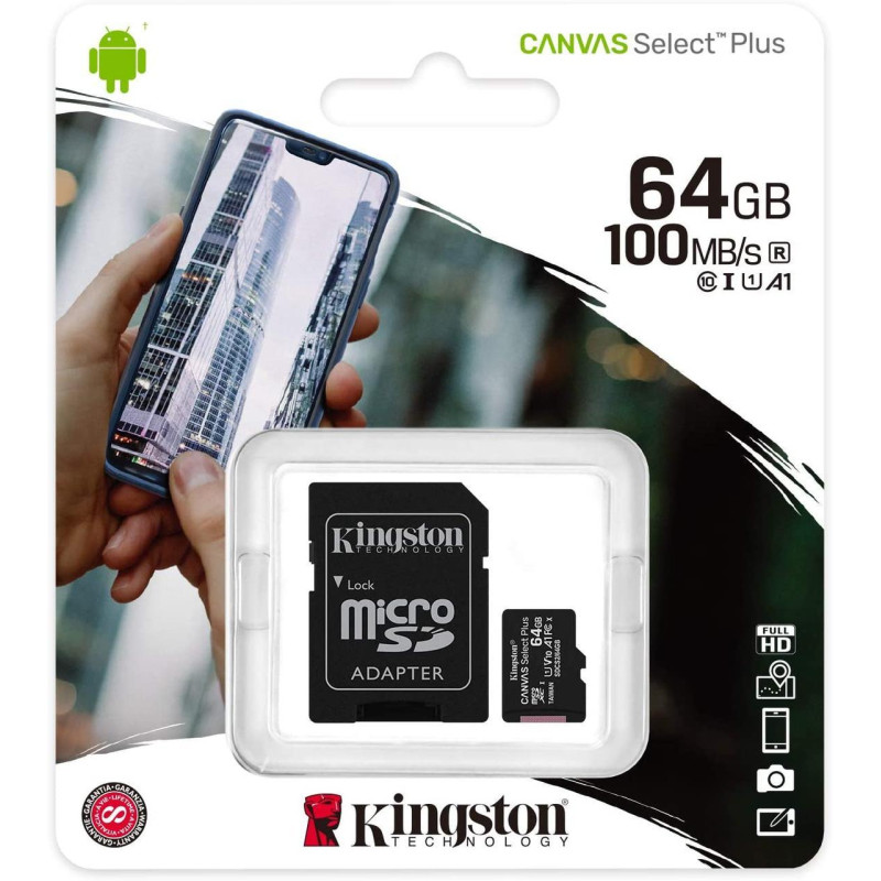 Карта пам'яті Kingston micro SDXC 64GB Class 10 UHS-3 з адаптером SDCS2/64GBSP Чорний