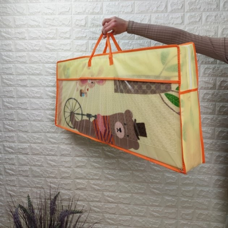 Двосторонній дитячий ігровий килимок Play Mat "Мішка" / Складаний розвиваючий термо-килимок для повзання