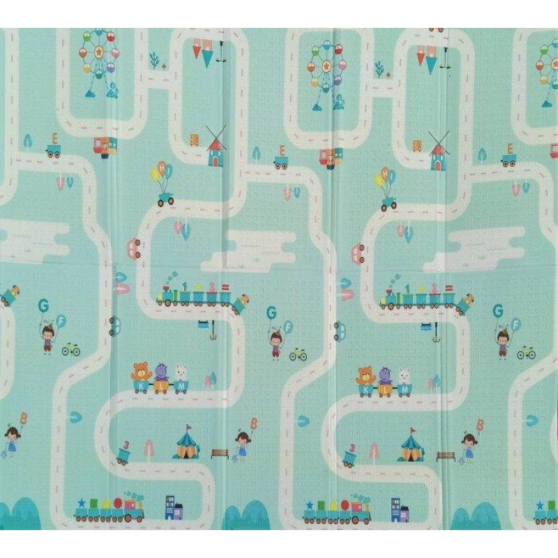 Двосторонній дитячий ігровий килимок Play Mat "Мішка" / Складаний розвиваючий термо-килимок для повзання