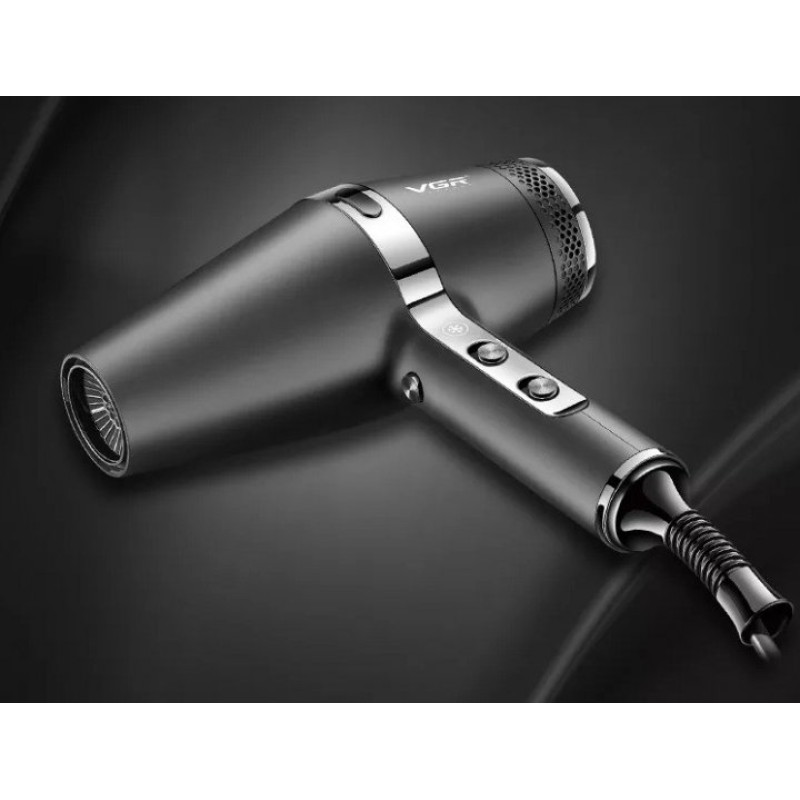 Професійний фен для волосся з 3 насадками, Turbo режимом та іонізацією VGR V-451 2200Вт Black