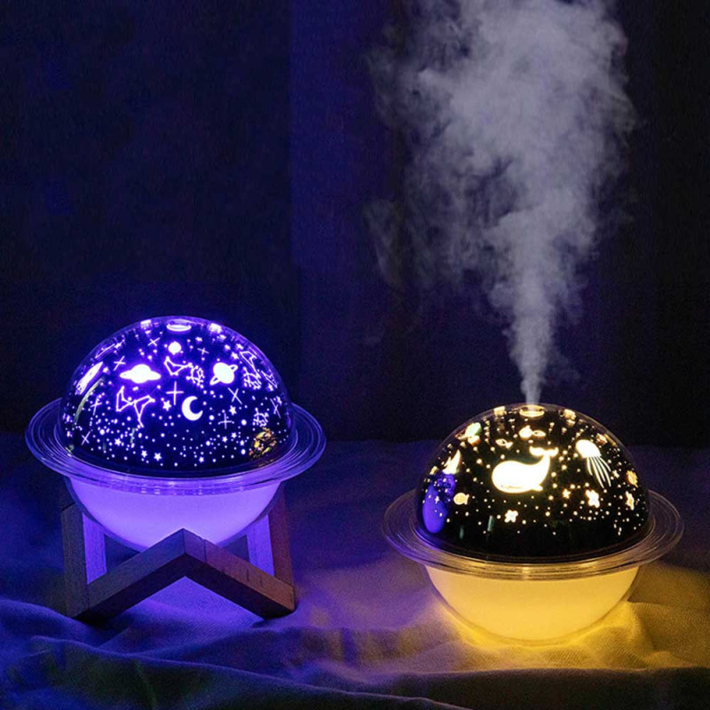 Ультразвуковий зволожувач повітря з ароматизатором нічник зі світлодіодним проектором зоряного неба 200мл Black (NT9878)