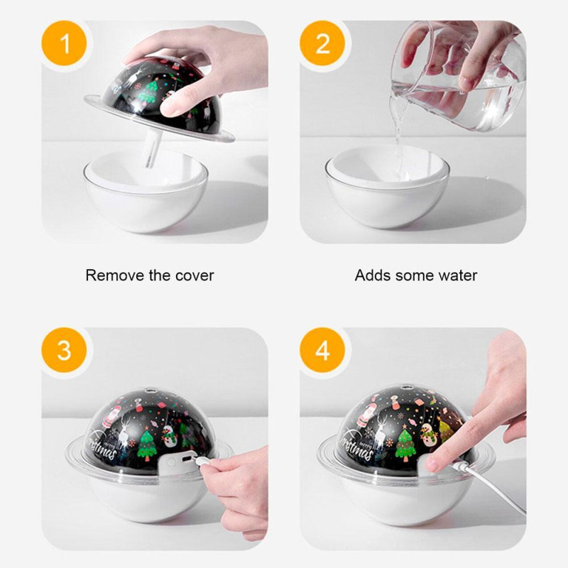 Ультразвуковий зволожувач повітря з ароматизатором нічник зі світлодіодним проектором зоряного неба 200мл Black (NT9878)