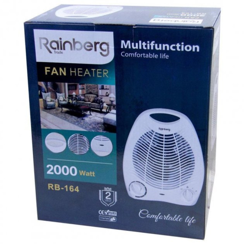 Інфрачервоний тепловентилятор кварцовий підлоговий 2000 Вт Rainberg RB-164 White