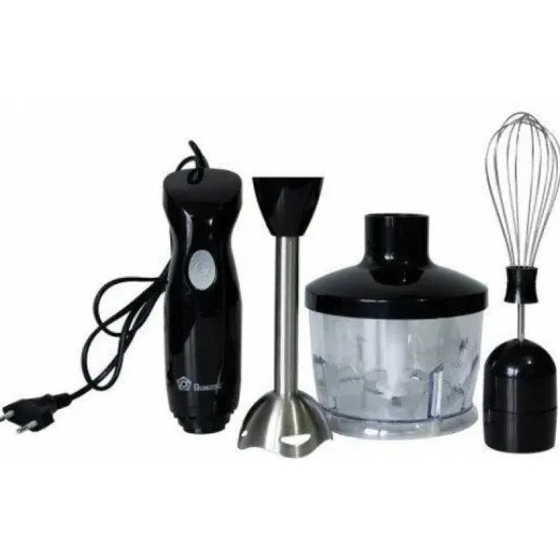 Блендер занурювальний  3в1 з чашею подрібнювачем та вінчиком Domotec MS-5103 500Вт нержавіюча сталь Black