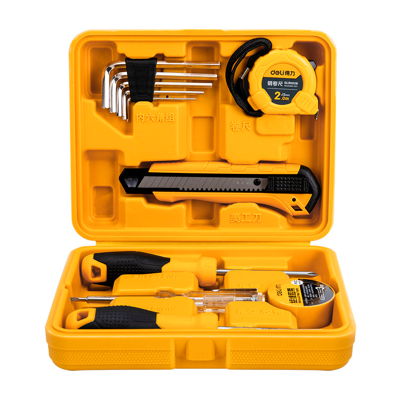 Набір інструментів з 11 предметів побутової Deli DL1011J для ремонту та обслуговування Жовтий
