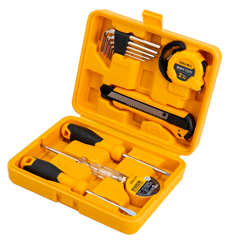 Набір інструментів з 11 предметів побутової Deli DL1011J для ремонту та обслуговування Жовтий
